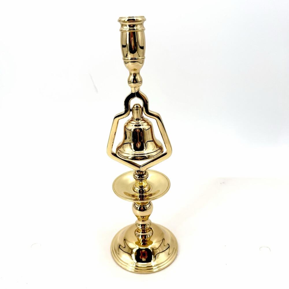 Vintage Baldwin Solid Polished Brass Tavern Bell Taper Candlestick Holder